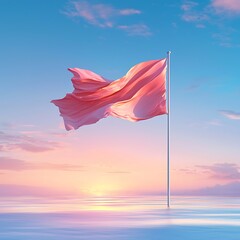 Pink Flag Sunset Seascape