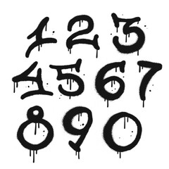 Urban graffiti numbers set. Collection of figures in the style of street art spray paint. Textured hand drawn vector illustration. © LanaSham