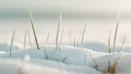 Early spring scene featuring shoots pushing through white snow