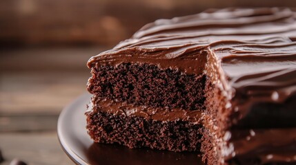Obraz premium Chocolate cake with smooth icing. 