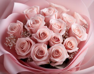Obraz premium Pastel pink rose bouquet flower for valentine's day
