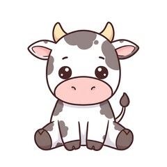 Naklejka premium Adorable Cartoon Calf Illustration Cute Baby Cow Image