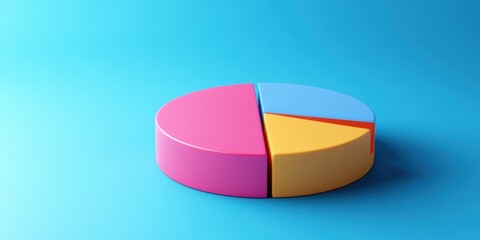 Obraz premium Colorful pie chart representing data distribution on a blue background in a modern design