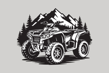 off-road mountain ride Black and White Vector © somaiya
