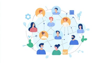 social network connection concept, community generativce ai illustration illustration