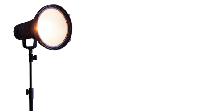 Glowing photography light fixture on tripod, isolated, cut out transparent - Powered by Adobe