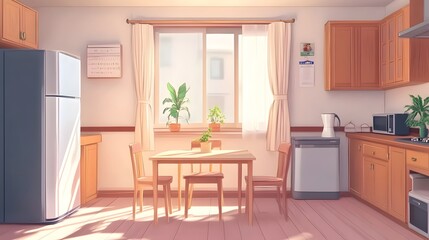 Modern Cozy Home Living Room Interior with Elegant Eating Table Design