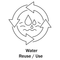 Water Reuse & Use Icon. Vector Design