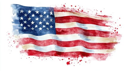 USA Flag Watercolor Brush Stroke on White Background Illustration illustration