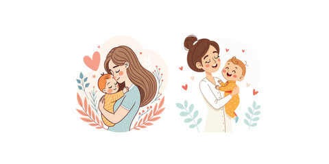 Fototapeta premium Print Vector illustration of motherhood concept isolated on white background