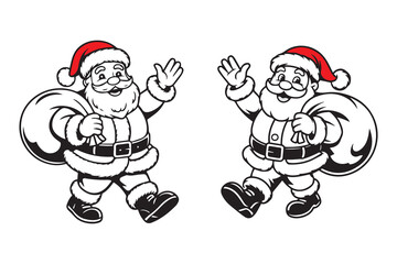 Santa Claus Black and White Vector