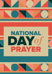 Naklejka premium National Day of Prayer in United States. First Thursday of May. Annual day when Americans turn to God in prayer and meditation. Poster, card, banner and background. Vector illustration