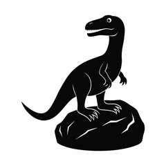   vector silhouette of a dinosaur on rock 
