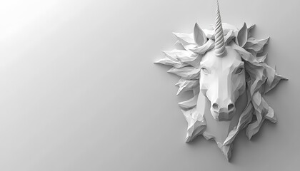 White Unicorn Wall Art, Modern Design