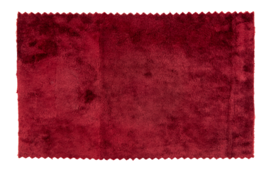 A piece of torn red  fabric on a white background. Textile isolate