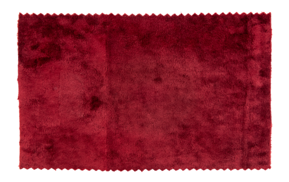 A piece of torn red  fabric on a white background. Textile isolate