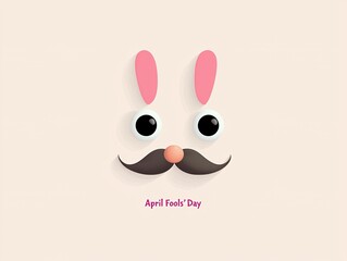 Obraz premium Flat vector logo of a nose with a mustache and big eyes in a pastel color palette, featuring the text 
