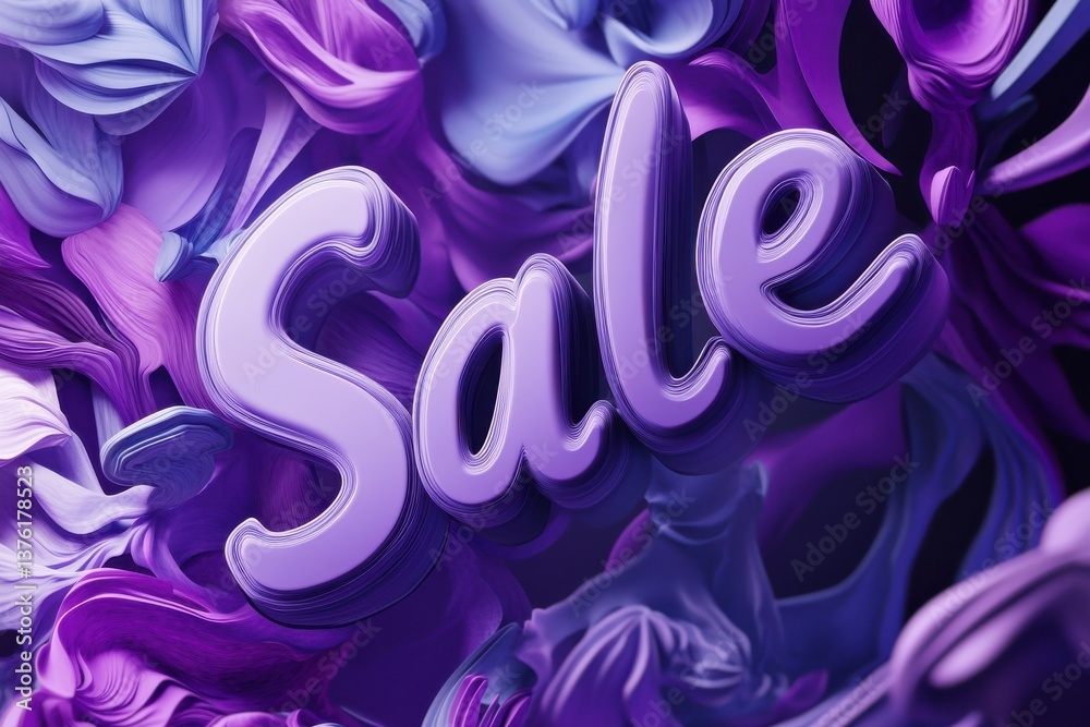 Poster Colorful abstract background with the word sale in a three-dimensional design creating a vibrant promotional atmosphere