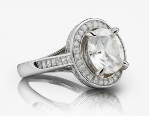 Naklejka premium Realistic of diamond ring, isolated on white background. Very detailed and high resolution. 
