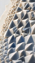Obraz premium Geometric patterns create a visually striking texture on a surface in a modern design studio during daylight