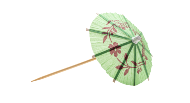 Isolated Cocktail Umbrella, Green Floral Pattern - Powered by Adobe