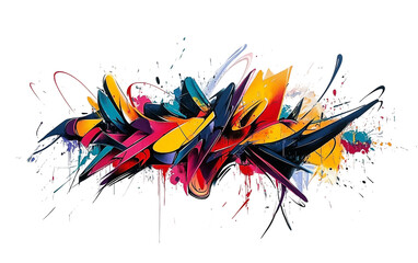 Fototapeta premium Expressive graffiti piece blending raw street art elements with bold line patterns isolated on white background PNG