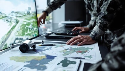 Military Personnel Planning Strategy Using a Drone and World Map on Table