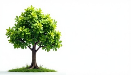Obraz premium Foliage on white background with single tree in the corner, branch, nature, foliage