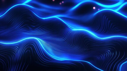Obraz premium abstract background with blue glowing neon lines and bokeh lights. Data transfer concept. Digital wallpaper, AI Generative illustration