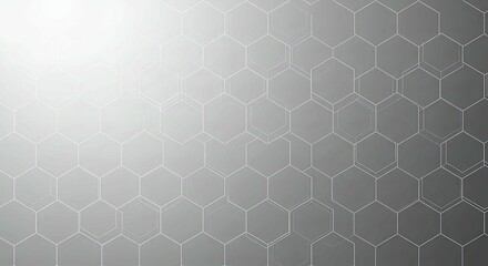 Fototapeta premium A Structured Yet Airy Geometric Pattern Featuring a Network of Hexagons in a Soft Gradient of White and Pale Gray Tones