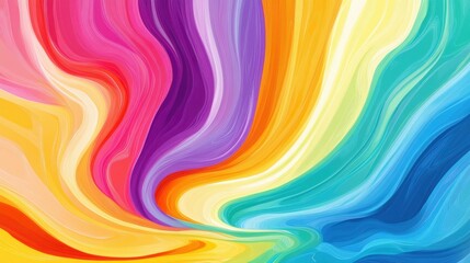 Abstract marbled acrylic paint ink painted waves painting texture colorful background banner - Bold colors, rainbow color swirls wave. Generative AI illustration