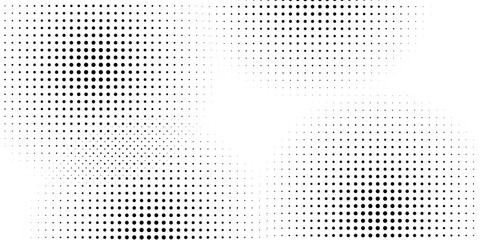 Halftone gradient. Dotted gradient, smooth dots spraying and halftones dot background seamless horizontal geometric pattern vector template set