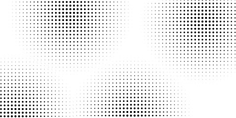 Halftone gradient. Dotted gradient, smooth dots spraying and halftones dot background seamless horizontal geometric pattern vector template set
