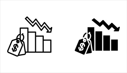 Deflation icon set. Economic crisis symbol. Vector illustration for web design. isolated on white background.