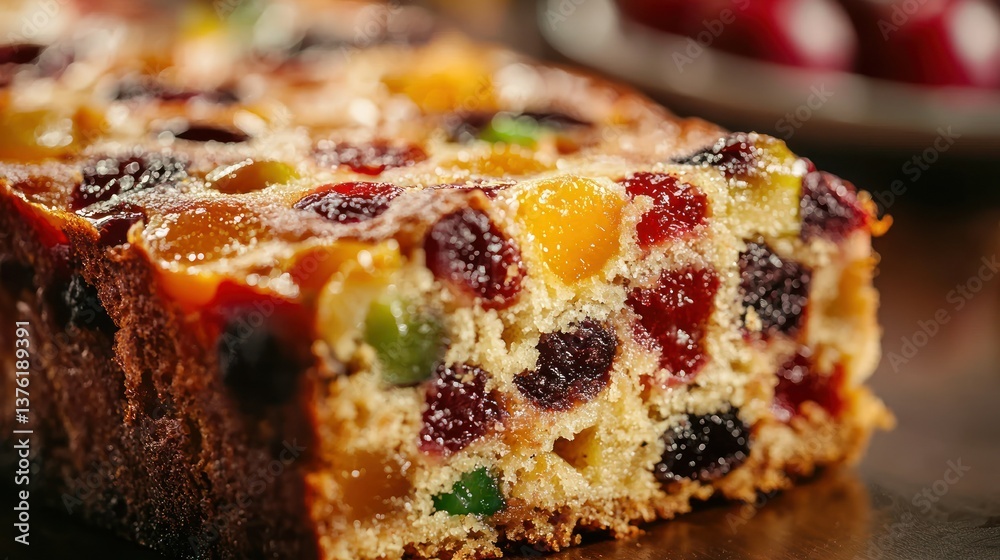 Poster Fruit cake slice showing texture. 