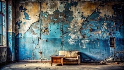 An Aged Room's Serenity Weathered Walls, Distressed Furniture, and Hints of a Bygone Era