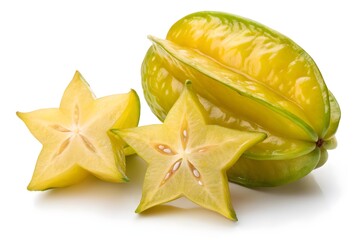 Fototapeta premium Close-up of Sliced Star Fruit Showing Seeds.