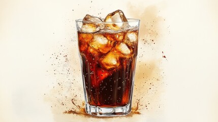cola with ice illustration