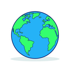 Earth icon. Planet Earth with continents and oceans, isolated on white background. Globe symbol. Vector illustration
