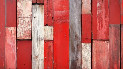 Textured Patchwork of Painted Wooden Panels in Red Tones illustration