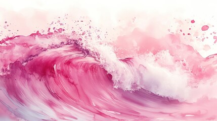Obraz premium Abstract watercolor big wave for textures. Fresh, cheerful and relaxing summer concept. Positive and healthy tones to background or wallpaper. Generative Ai illustration