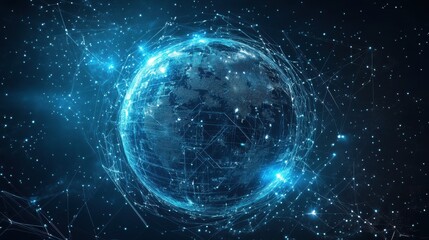 Fototapeta premium Concept general virtual money, banner Abstract business crypto technology. Metaverse digital world planet cyber Earth illustration