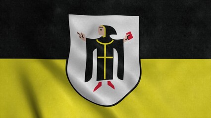Munich city and state of Germany flag waving in the wind. 3d illustration
