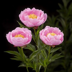 Fototapeta premium Pink Peonies with Closeup, and Floral Bloom.