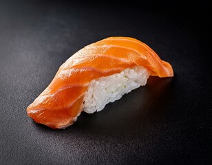 Single roll sushi salmon on dark background. Homemade sushi