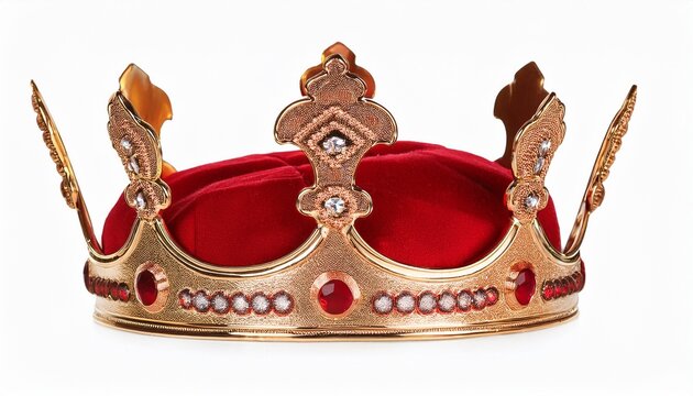 elegant luxury gold red crown isolated on white or transparent