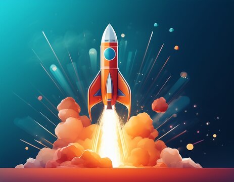 rocket launch illustration symbolizing growth and success business concept generative ai