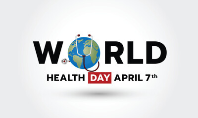 World Health Day observed on 7th April. World health day, health awareness concept. Flat vector illustration with sky blue tone.