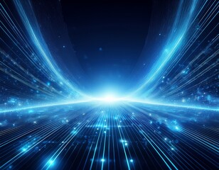 Obraz premium cyan heartbeat line on dark blue grid medical background vibrant colors clean style illustration