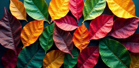 Horizontal layout of vibrant leaf texture for design projects, backdrop, vibrant